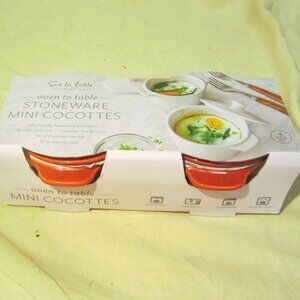 SUR LA TABLE SET OF 2 MINI COCOTTES STONEWARE OVEN TO TABLE, IN BOX